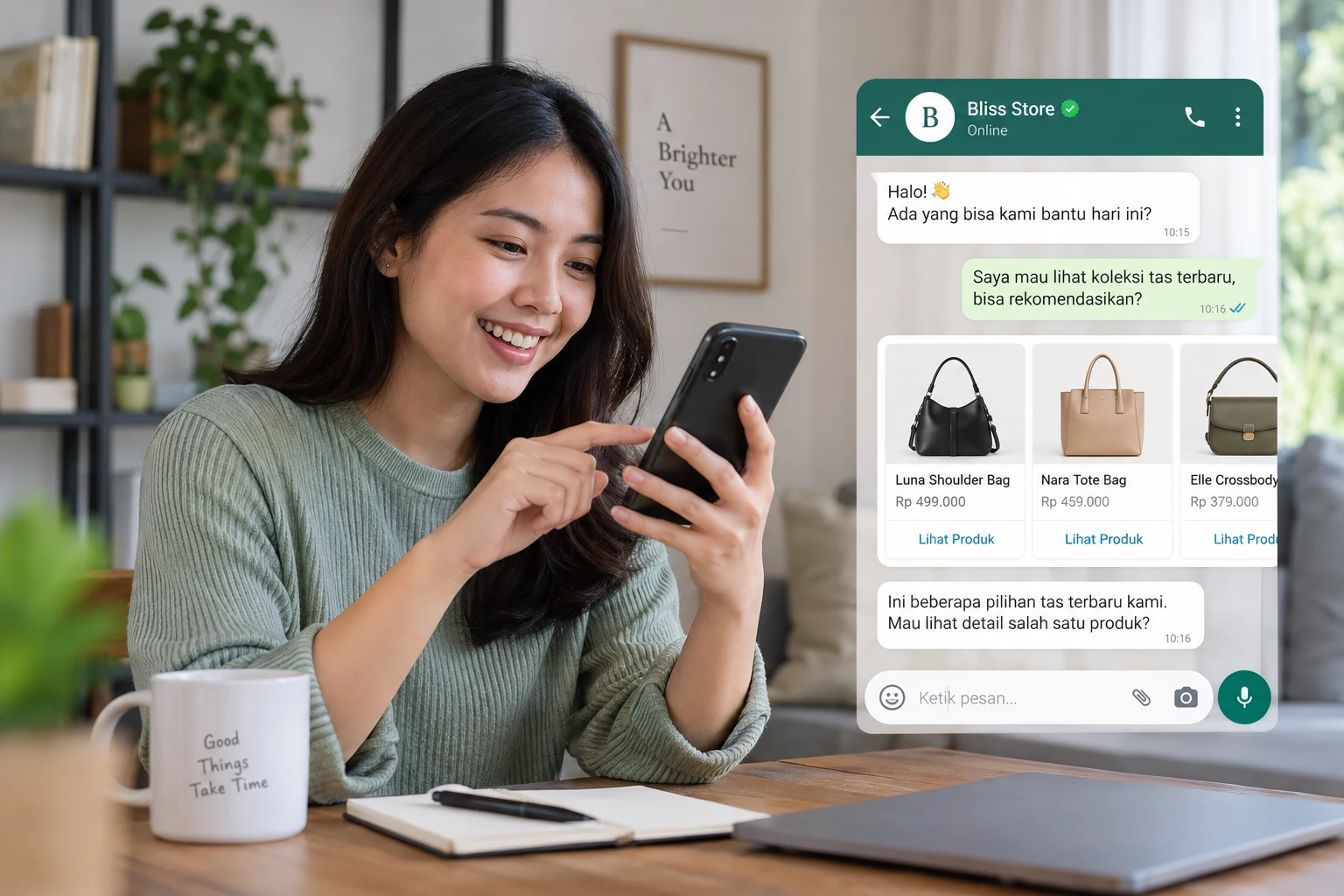 Dashboard platform chat commerce untuk mengelola percakapan dan pesanan pelanggan