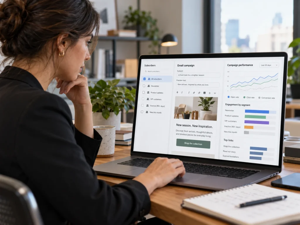 marketer mengevaluasi daftar subscriber dan hasil email campaign