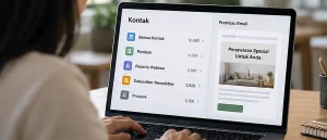 marketer memeriksa kelompok kontak sebelum mengirim email promosi
