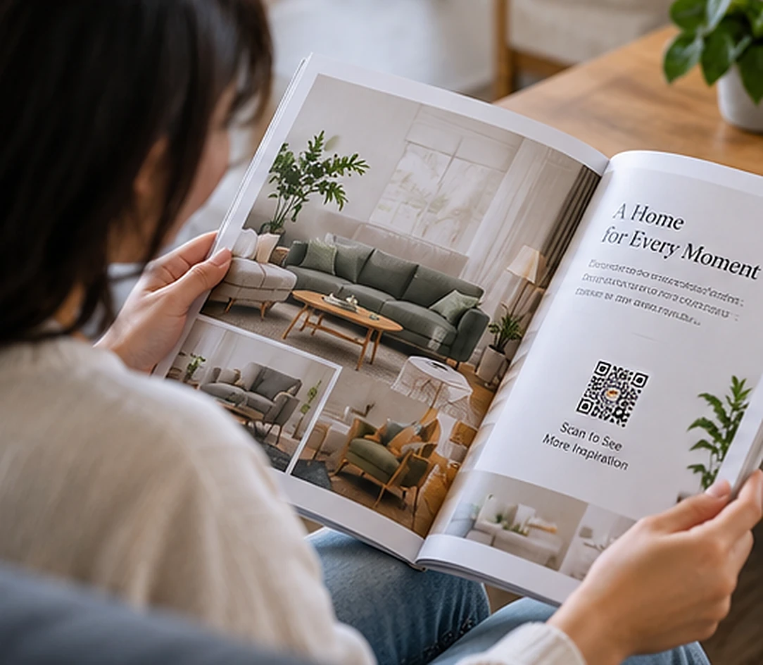 pelanggan melihat katalog dan kupon direct mail