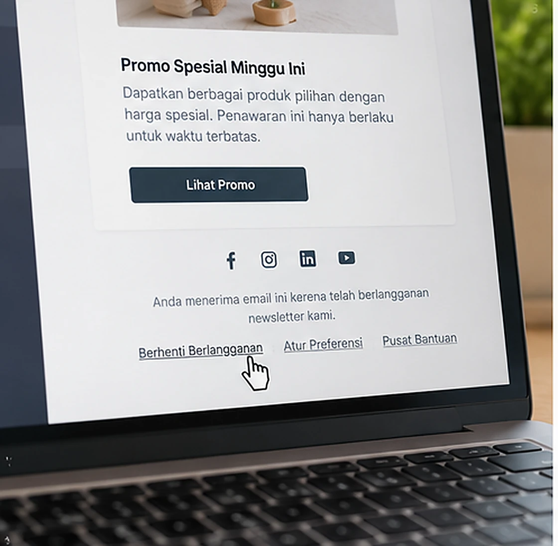 pilihan unsubscribe pada email newsletter