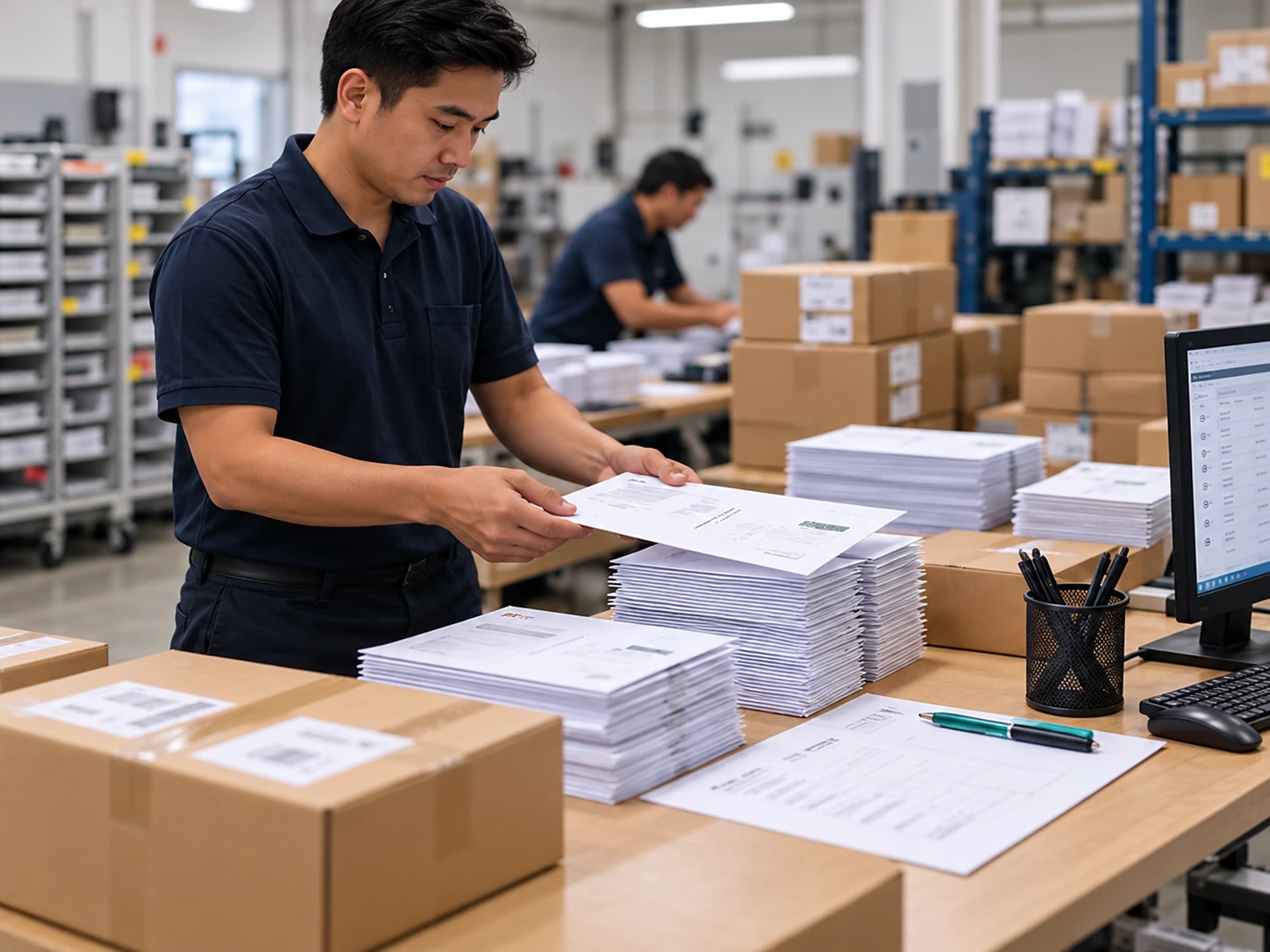 proses produksi dan pengemasan direct mail skala besar