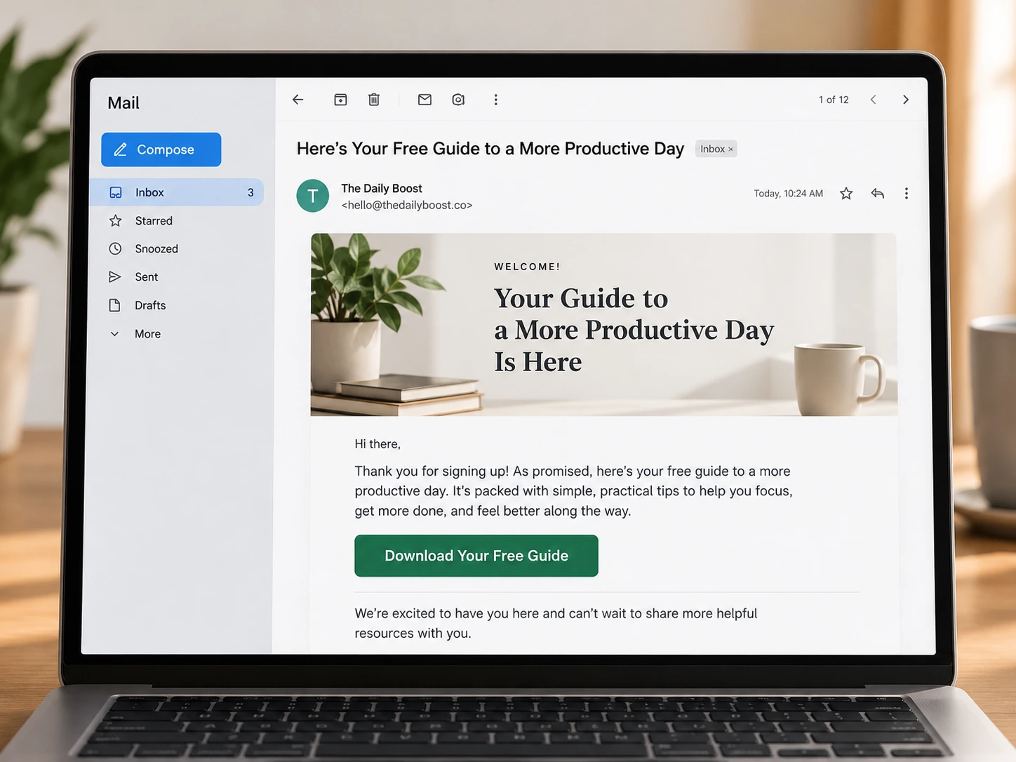 contoh email pertama setelah subscriber mendaftar