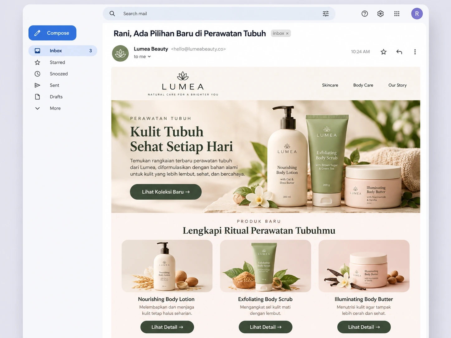 perbandingan subjek email personalisasi dan versi tanpa nama pelanggan