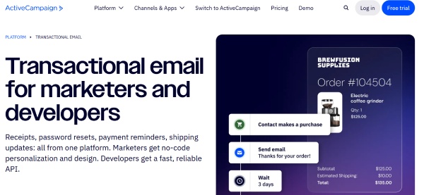 ActiveCampaign menawarkan berbagai layanan transactional email