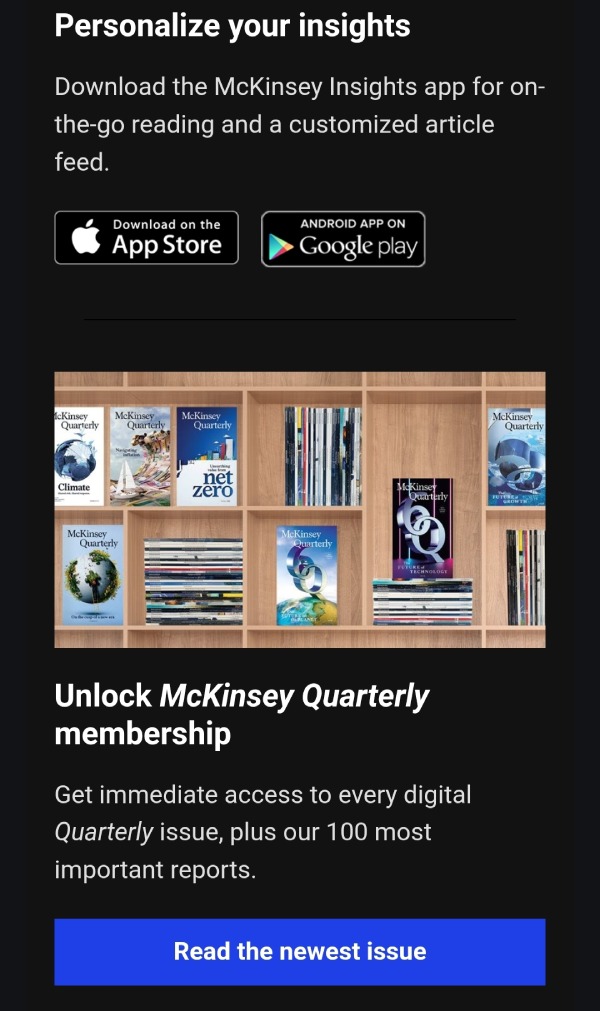 Contoh CTA di email McKinsey