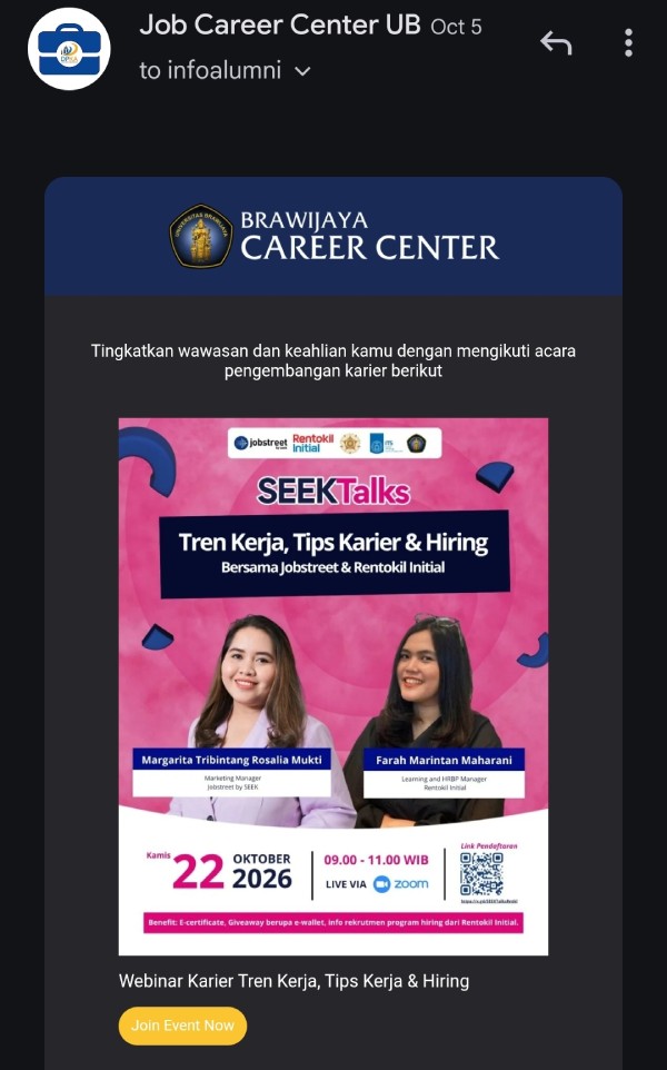Contoh email pengingat pendaftaran webinar