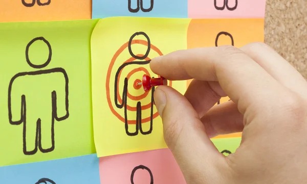 Ilustrasi menarget audiens digambarkan menggunakan post it notes