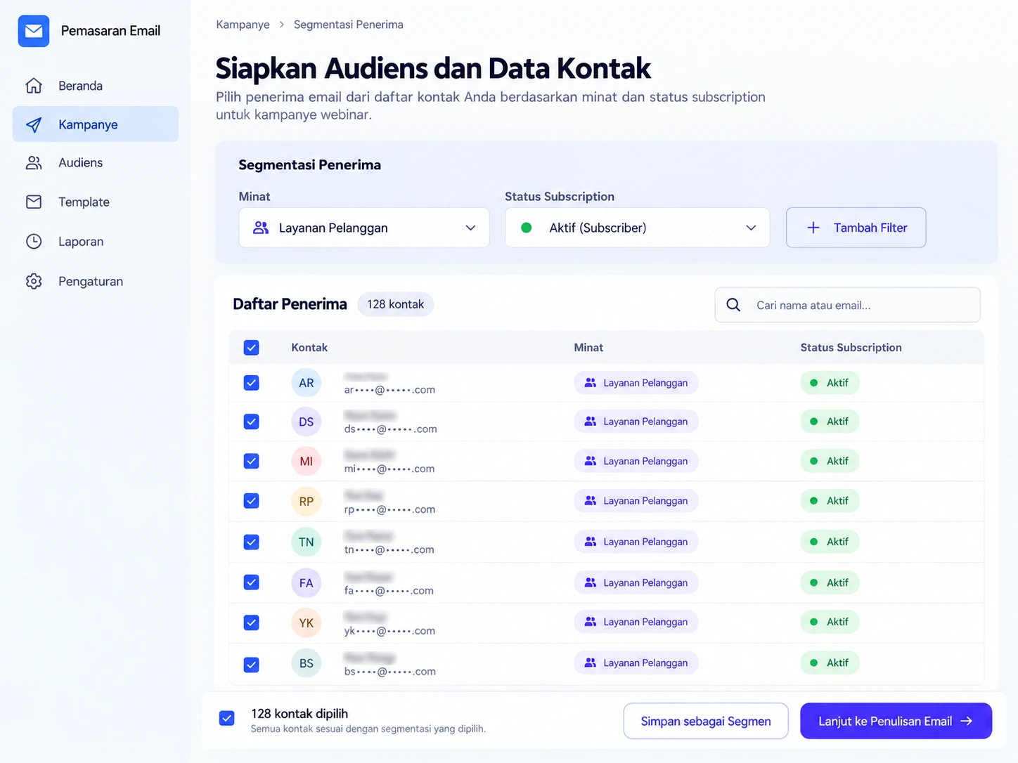 segmentasi subscriber untuk webinar layanan pelanggan